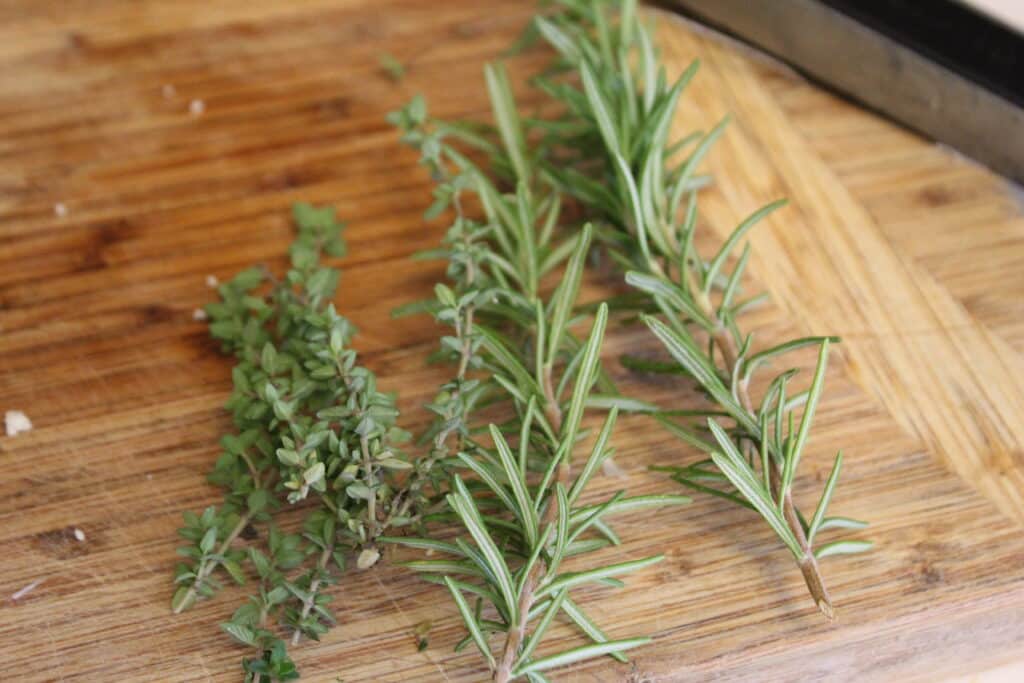 Fresh cut rosemary and thyme