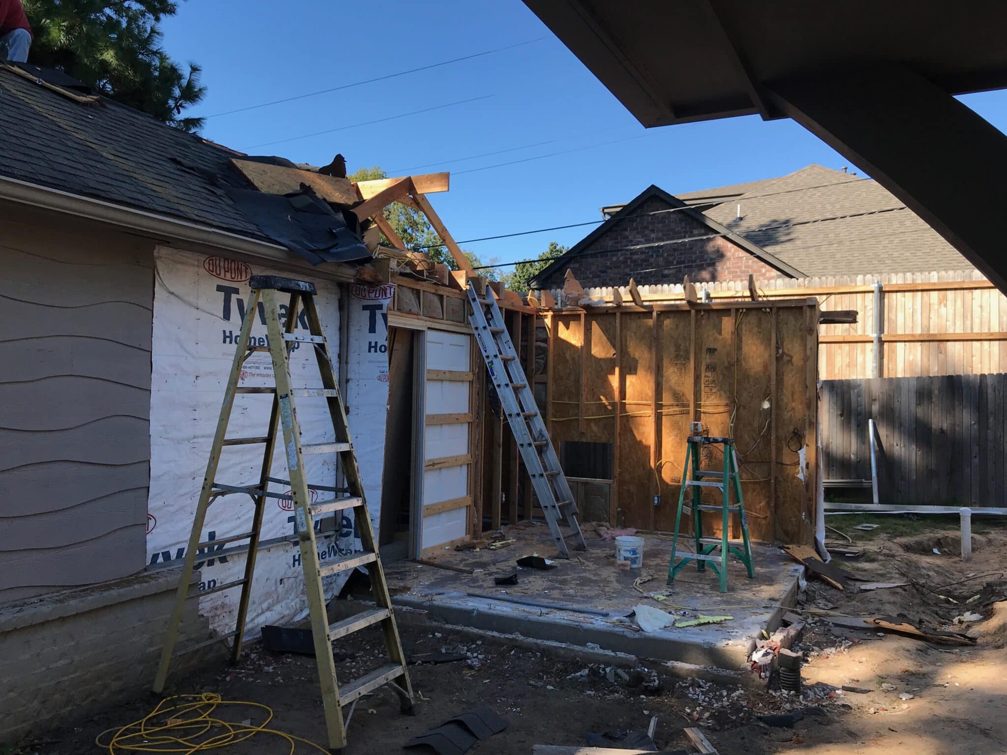 demo on the back garage room