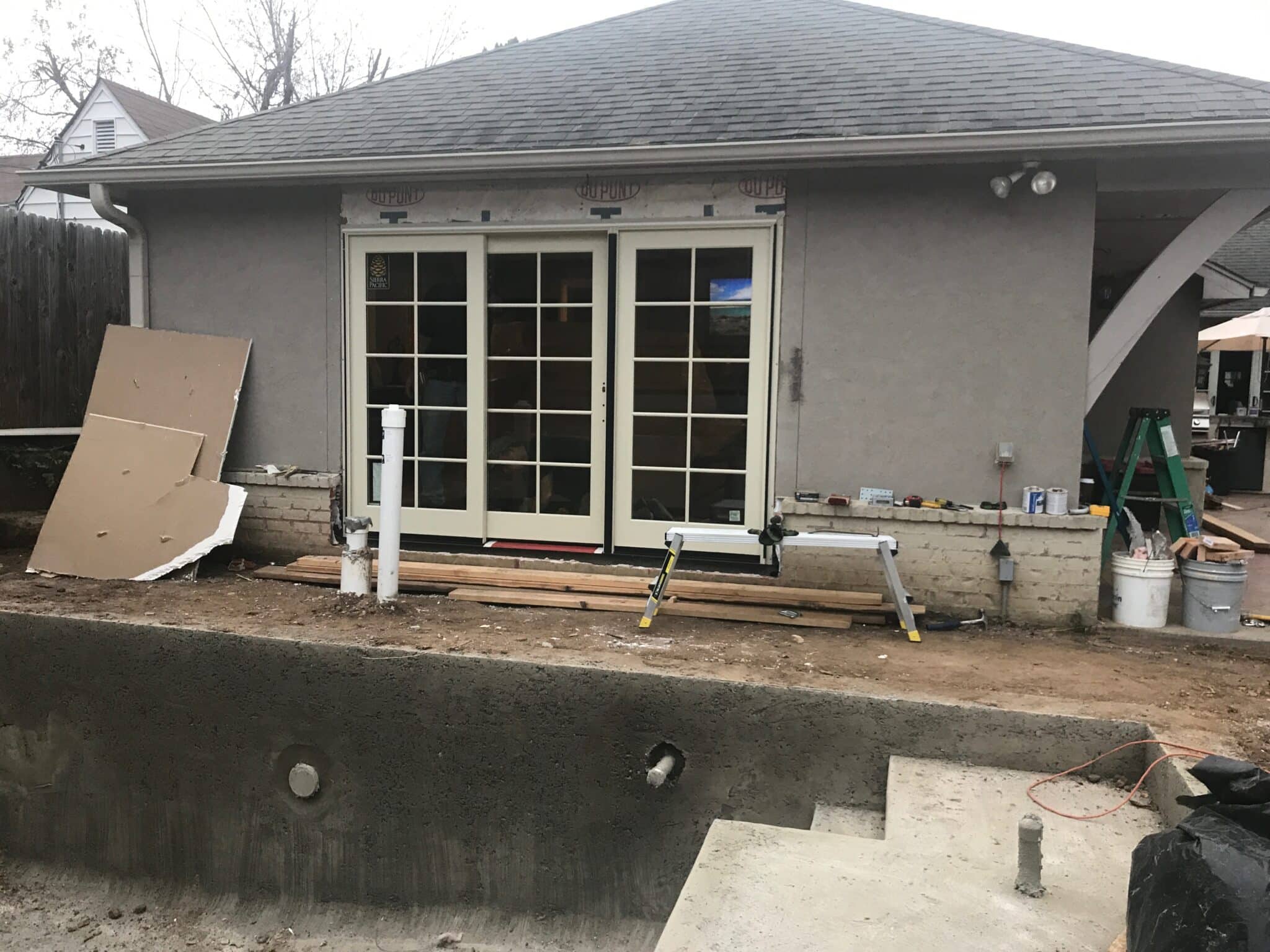 new bedroom door and pool shell