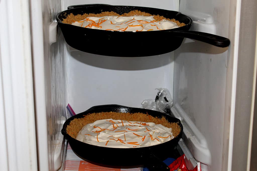 Orange Dream Cast Iron Icebox pies in freezer