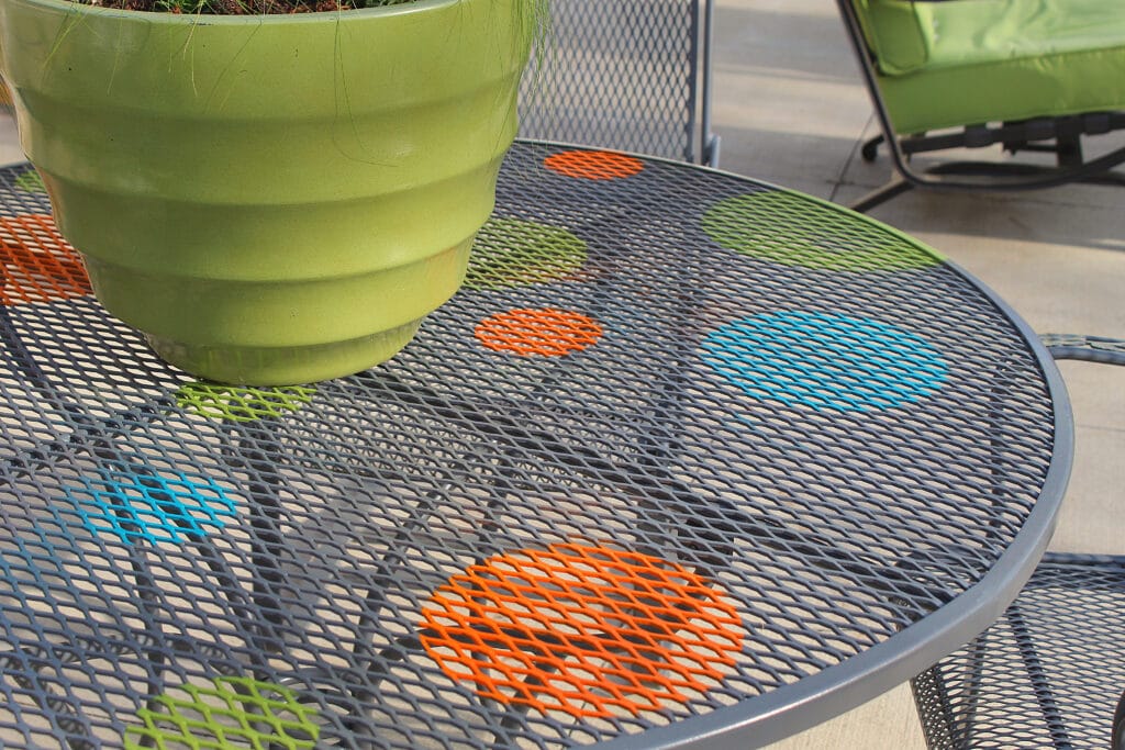 wrought iron patio furniture on the back patio