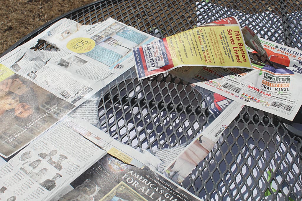 Circle Stencil on the table with protective newspaper