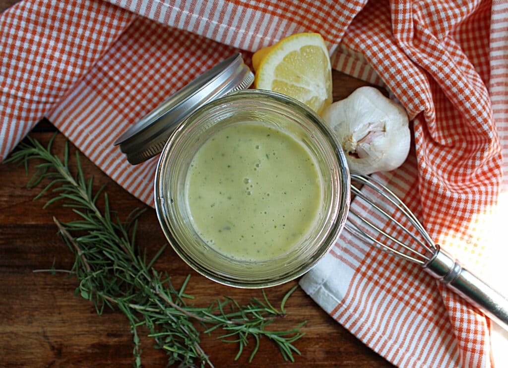 Dijon Italian Salad Dressing , rosemary, lemon, garlic, whisk