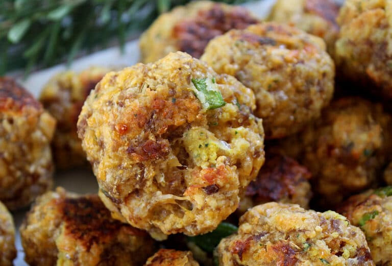 Easy Sausage Balls with Cornbread Stuffing