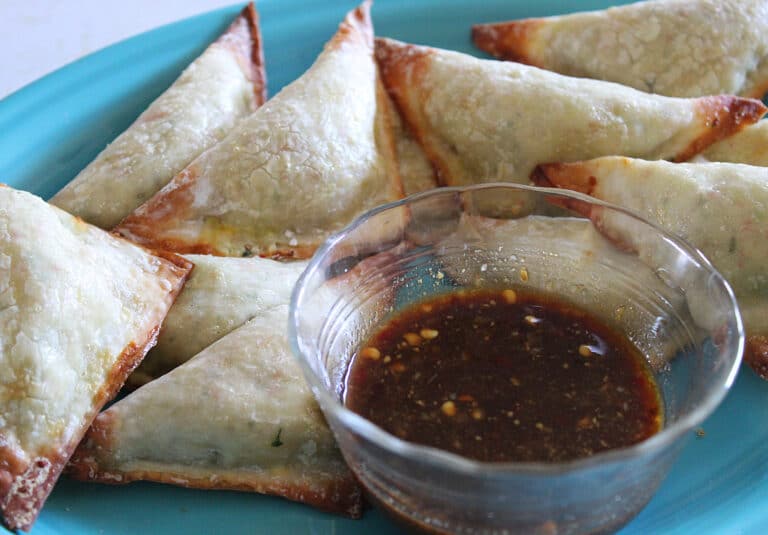 Spicy “Krab” Wontons w/ Sweet Mustard Sauce