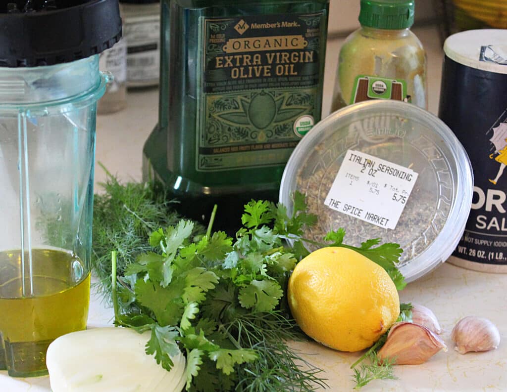 Ingredients for Cilantro Dill Salad Dressing-Marinade