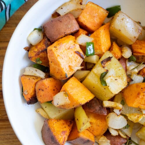 close up of the best sweet potato hash