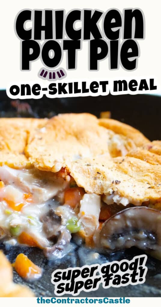 What's more soul-warming than a savory, chunky Chicken Pot Pie with a rich, creamy filling loaded with chicken and tons of nutritious vegetables? This one skillet meal is topped off with a fast and easy crescent roll crust, is Weight Watcher friendly, and perfect for a quick weeknight meal.  Lazy comfort food at it's best!