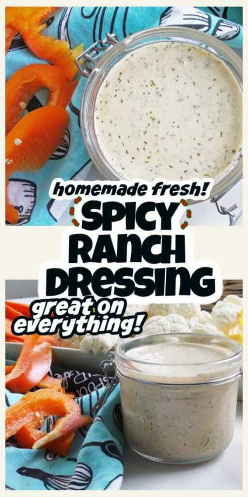 overhead closeup and side close up of ranch dressing