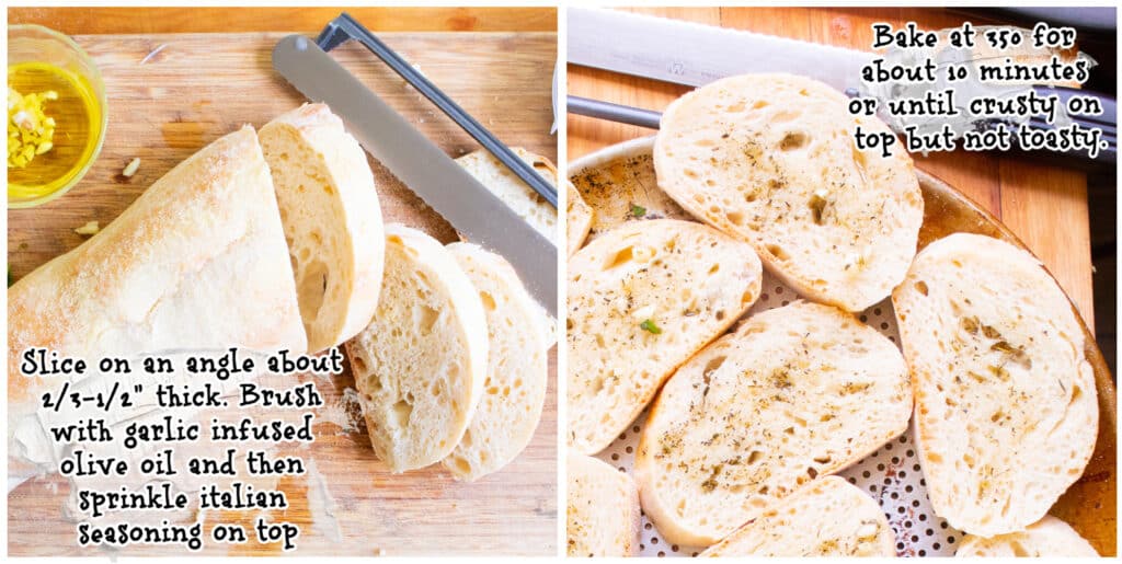 step 3 and 4 on making garlic bruschetta bread