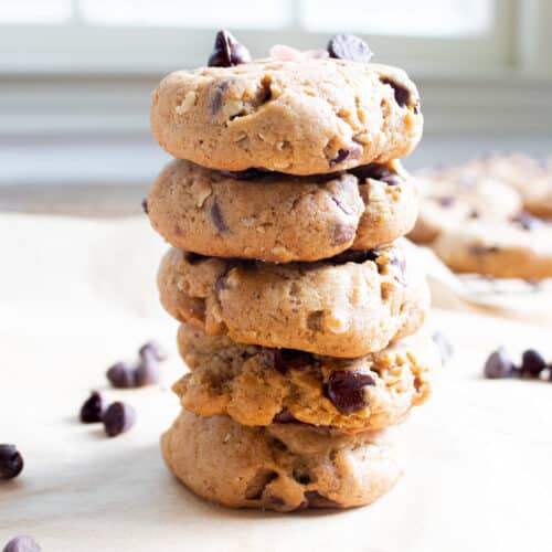 stack of pumpkin chocolate chip cookies