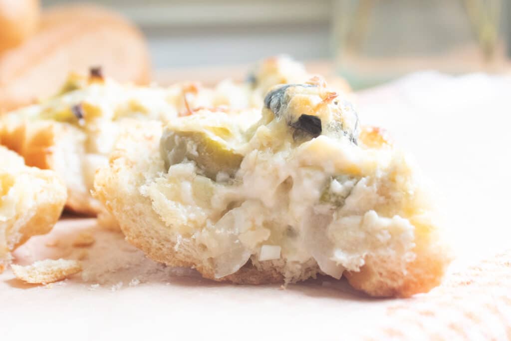 close up of Artichoke Cheese Bread