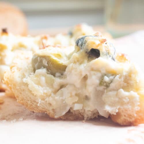 close up of Artichoke Cheese Bread