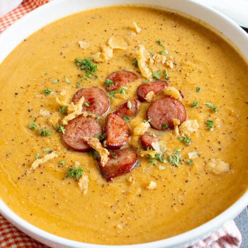 sweet savory roasted butternut squash soup with sausage