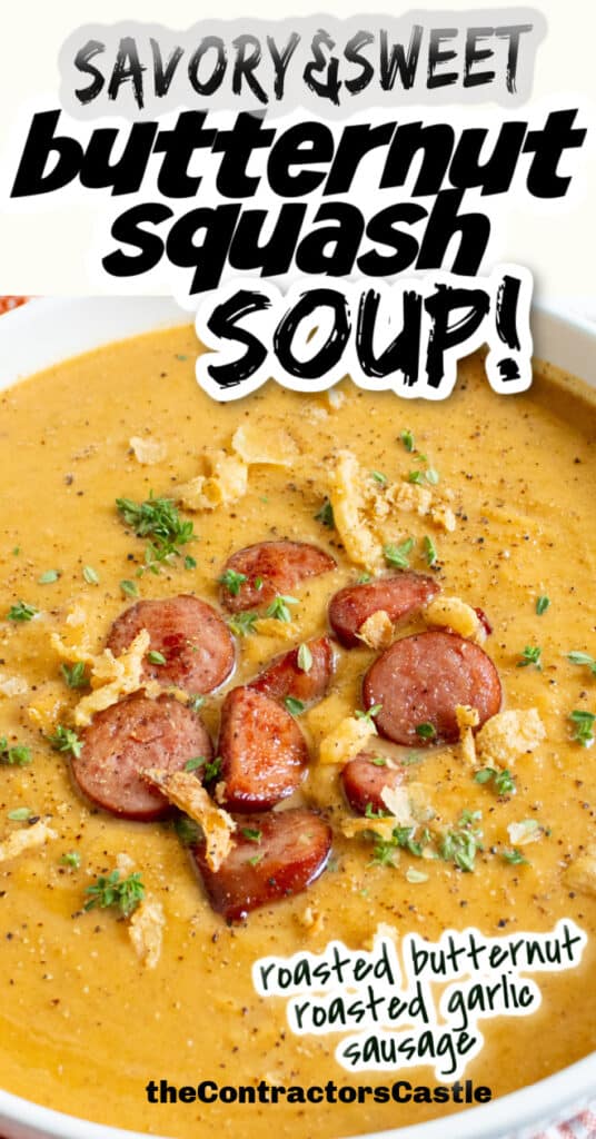 pinterest pin savory and sweet butternut squash soup