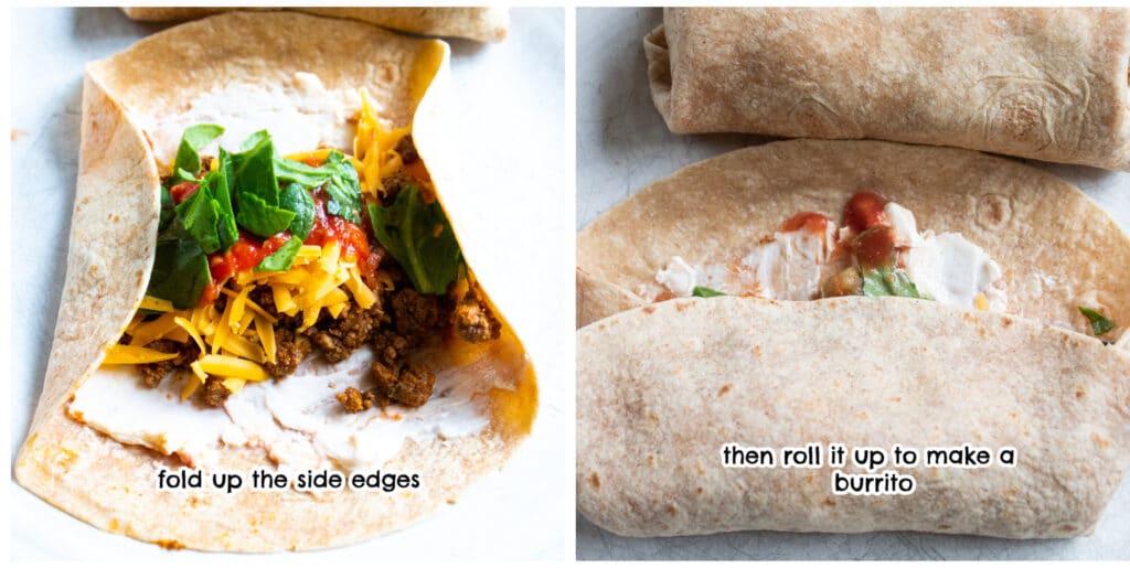 step 3 & 4 making these air fryer crunch burritos