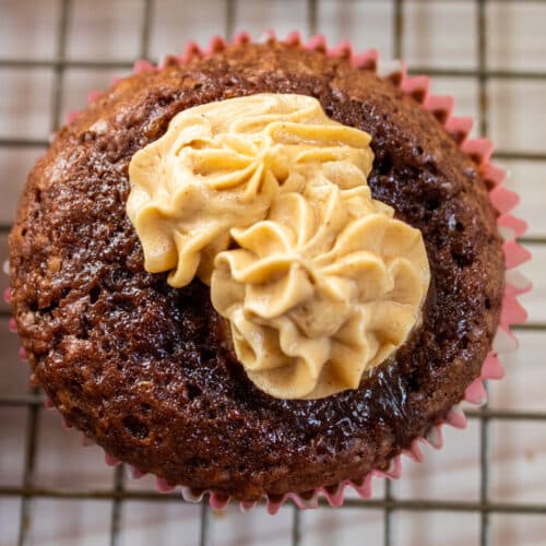 overhead brownie cupcake