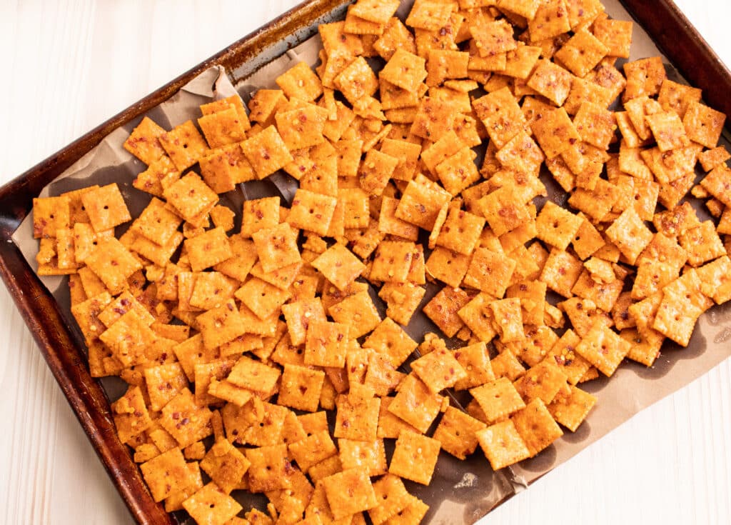 cooked crackers on the second sheet of brown paper bag