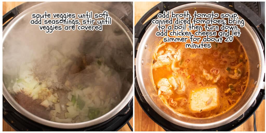 step one and two instruction on how to make Chicken Tortilla Soup