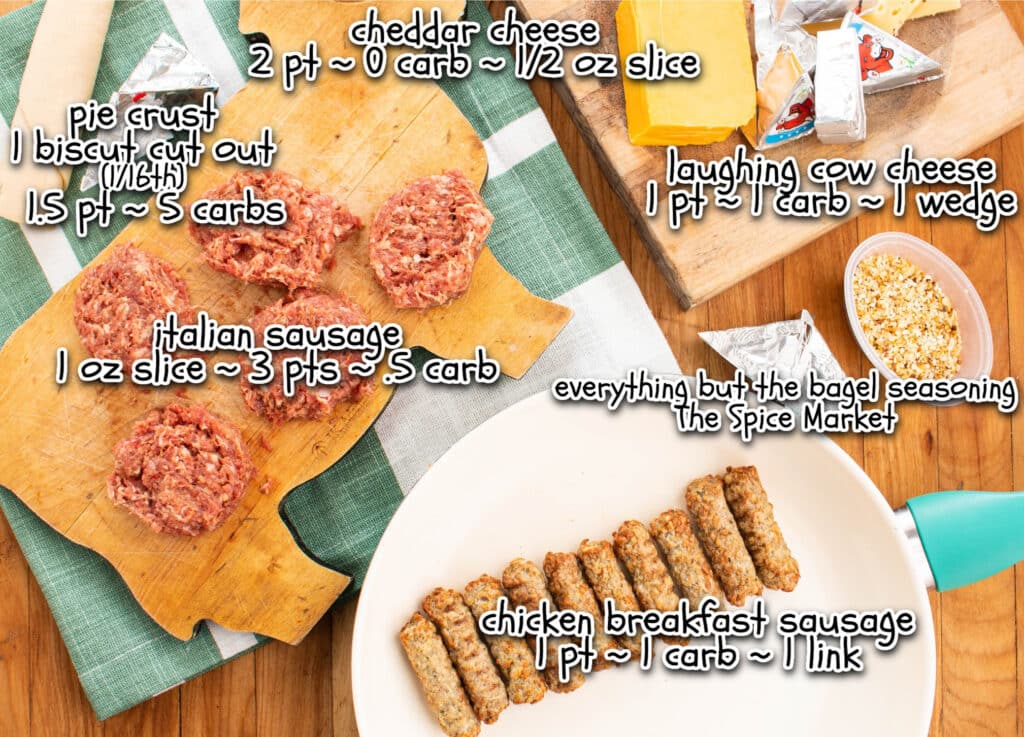 mini sausage rolls ingredients with labels.