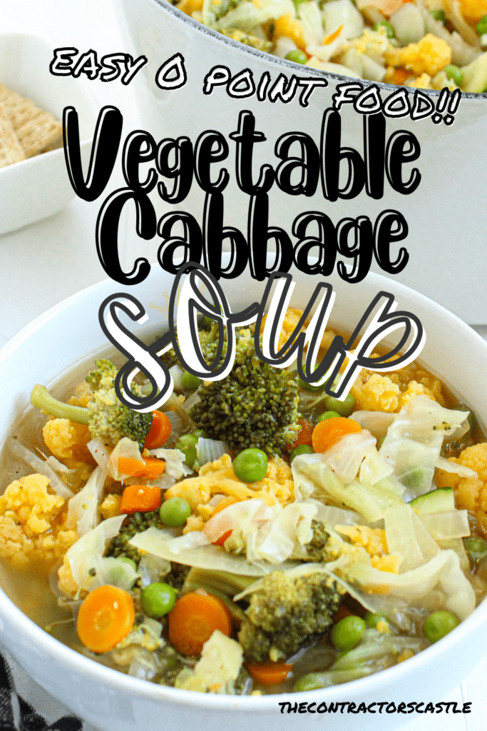 Easy and healthy vegetable cabbage soup pinterest pin.