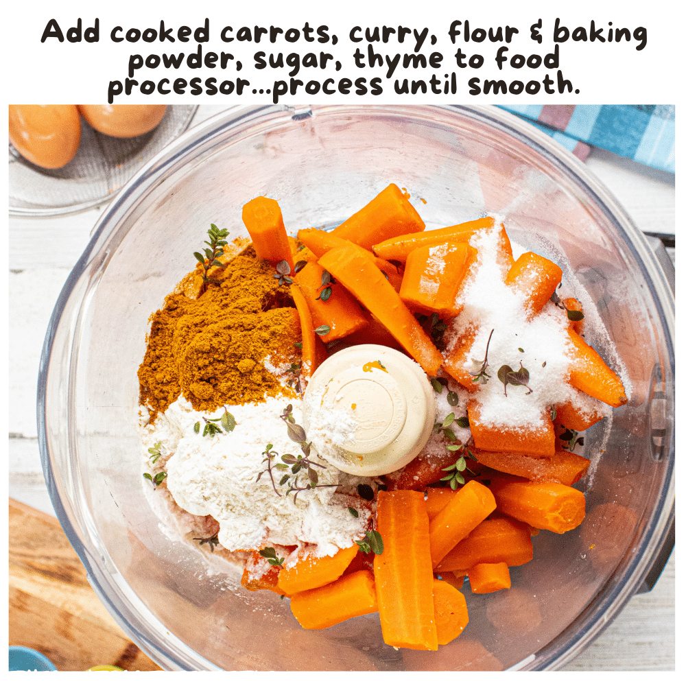 brown butter raw ingredients carrots curry powder flour fresh thyme wiith written instructions