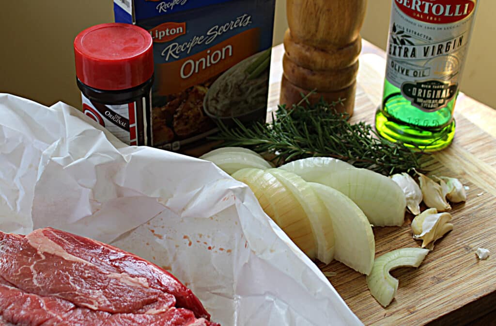 Slow Cooked pulled beef ingredients.